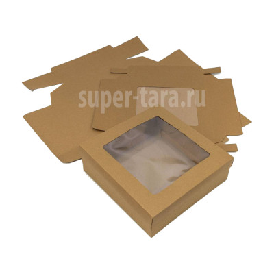 Крафт коробка с окном 25х25х7