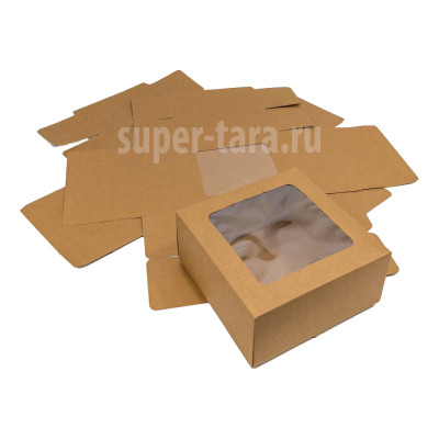 Крафт коробка 20х20х10 с окном